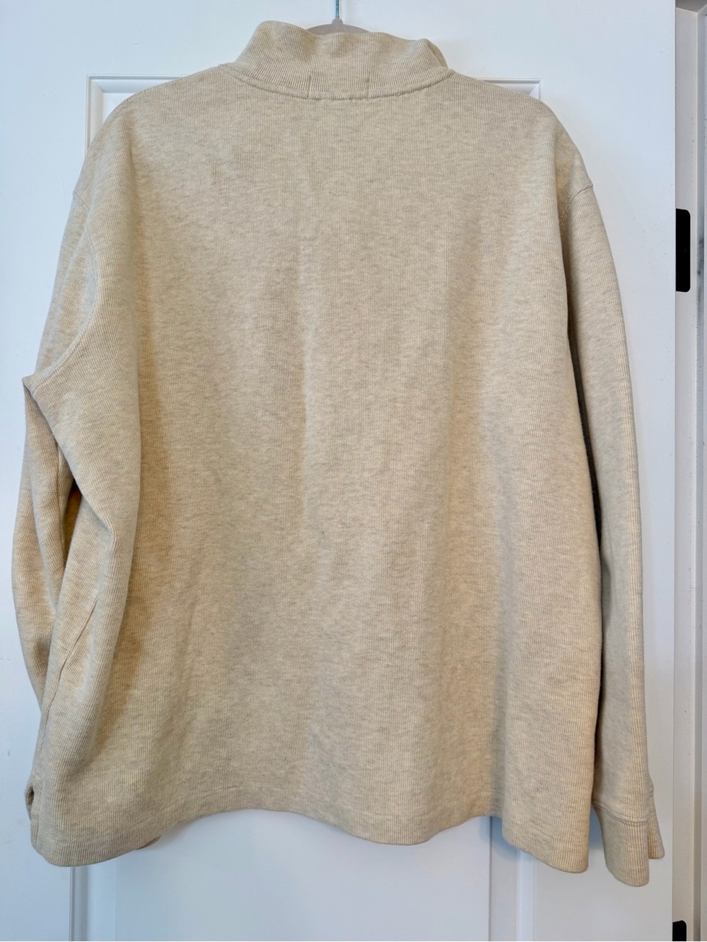 Polo Ralph Lauren 1/4 Zip Mens Oatmeal Beige Cotton Pullover Sweater Size XL - Picture 4 of 11